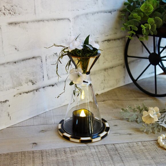 Checked Tea Light Candle Cloche Vintage Cristal d’Arques Durand Glassware Cloche - Picture 8 of 11